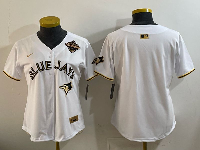 Women Toronto Blue Jays Blank White Gold 5th Throwback 2026 Nike MLB Jersey style 01->women mlb jersey->Women Jersey